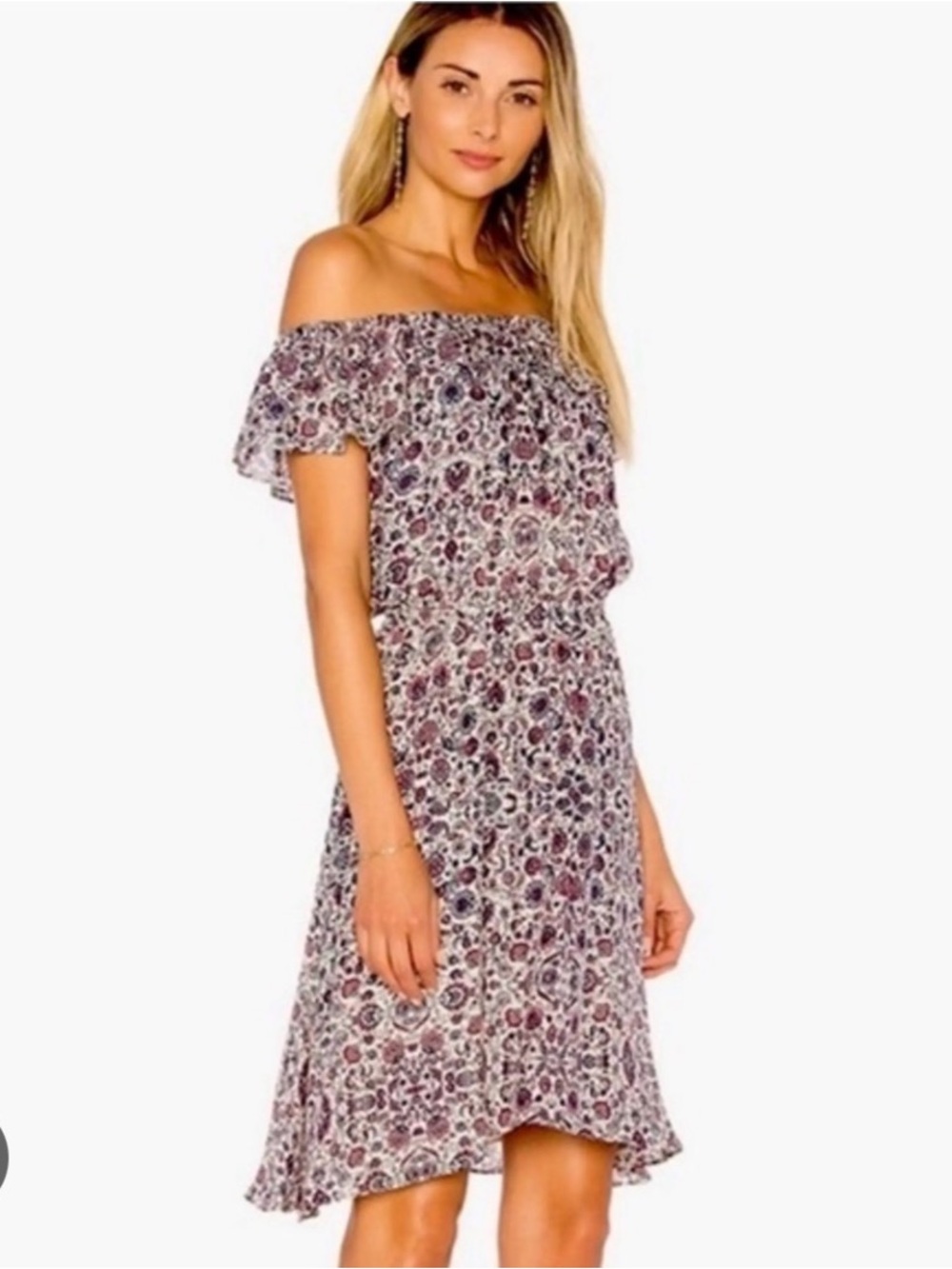 L’Agence Leonie Silk Off the Shoulder Dress